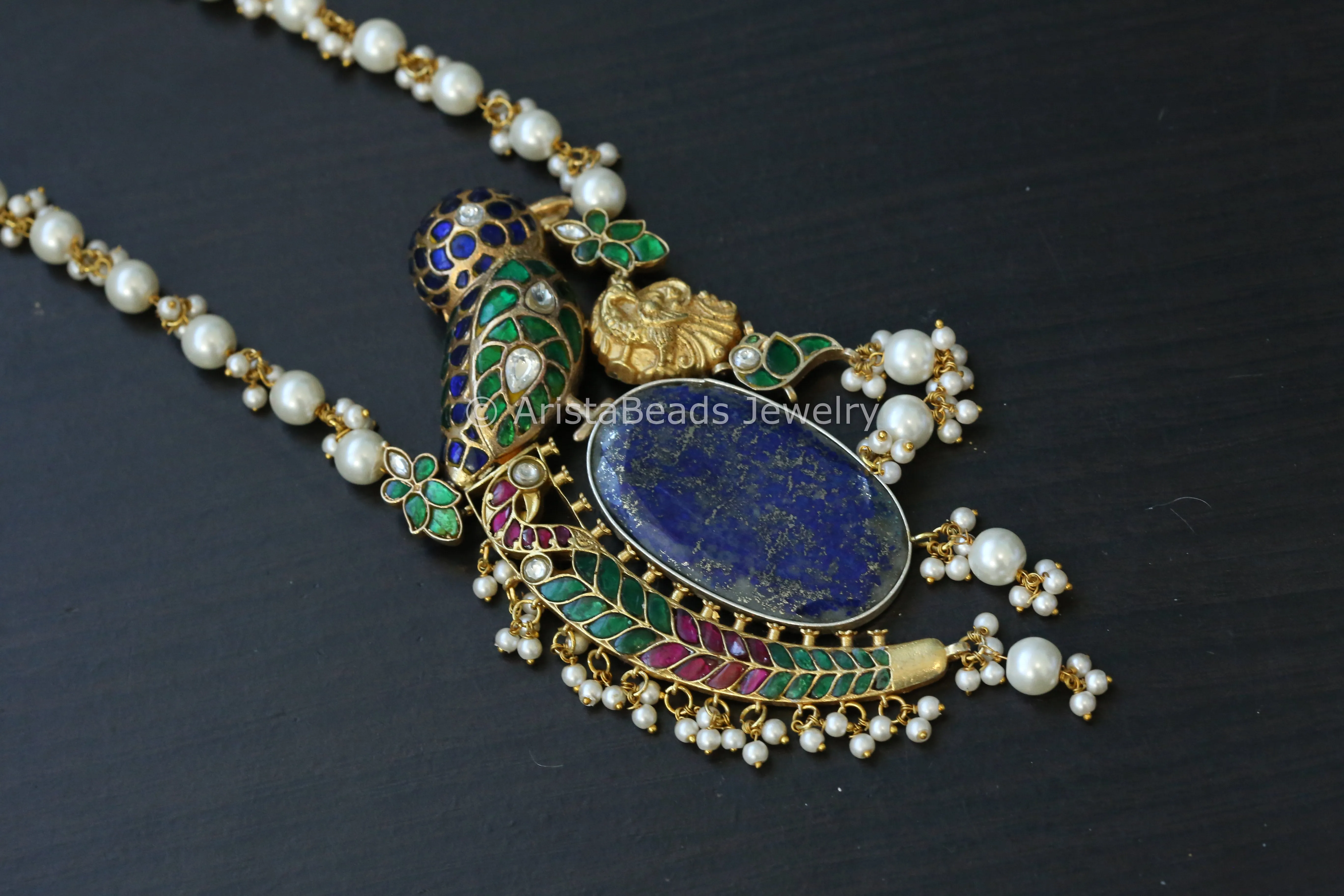 Jadau Kundan Fusion Necklace - Lapis