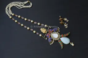 Jadau Kundan Fusion Necklace - Larimar & MOP