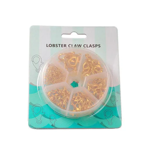 Jewelry Making Kit, Lobster Claw Clasps, And Jump Rings Set, Gold Plated, Alloy, Assorted