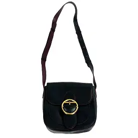 Joseph Black Leather Knight Bag with Gold Buckle