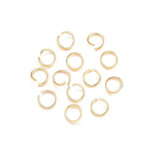 Jump Rings, 304 Stainless Steel, Round, Open, 24K Gold Plated, Golden, 8x1mm