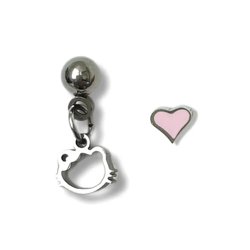 Kawaii Kitten Heart Cartilage Tragus Earrings