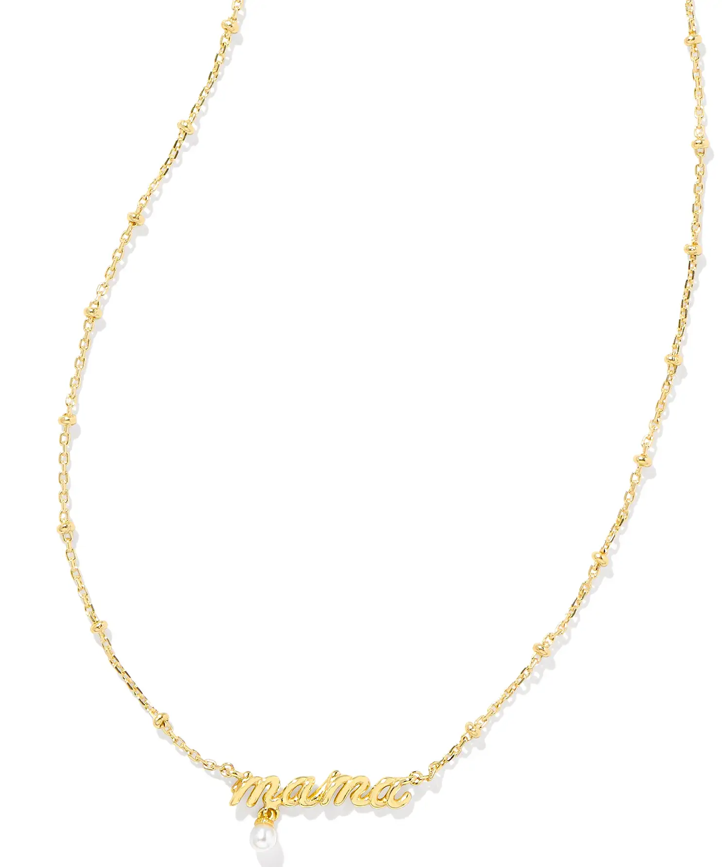 Kendra Scott Mama Script Pendant Necklace - Gold/White Pearl OR Silver/White Pearl