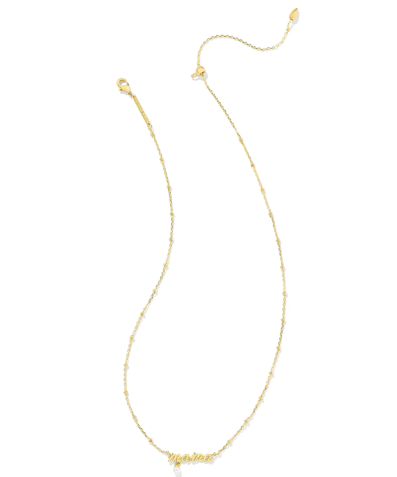 Kendra Scott Mama Script Pendant Necklace - Gold/White Pearl OR Silver/White Pearl