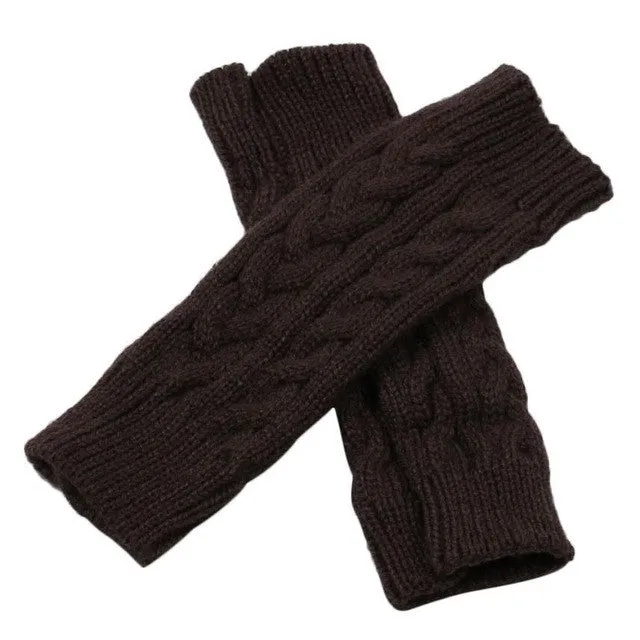 Knitted Gloves Women Fingerless Warm Arm Long Gloves Hand Warmer Winter Gloves Luva Feminina#A11 SM6