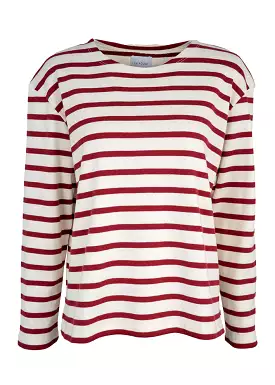 La Rouge Claudia Sailor Bluse - Off White / Red Stripe