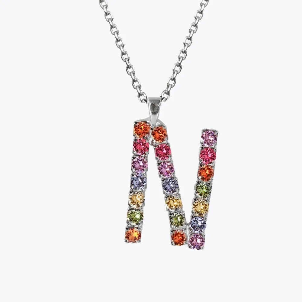 Letter Necklace N / Rainbow Combo