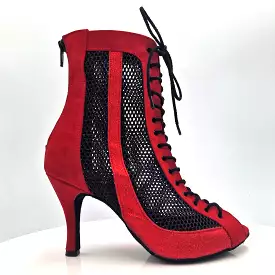 Lidmag S130 Boots Black Net Red Nubuck and Glitter