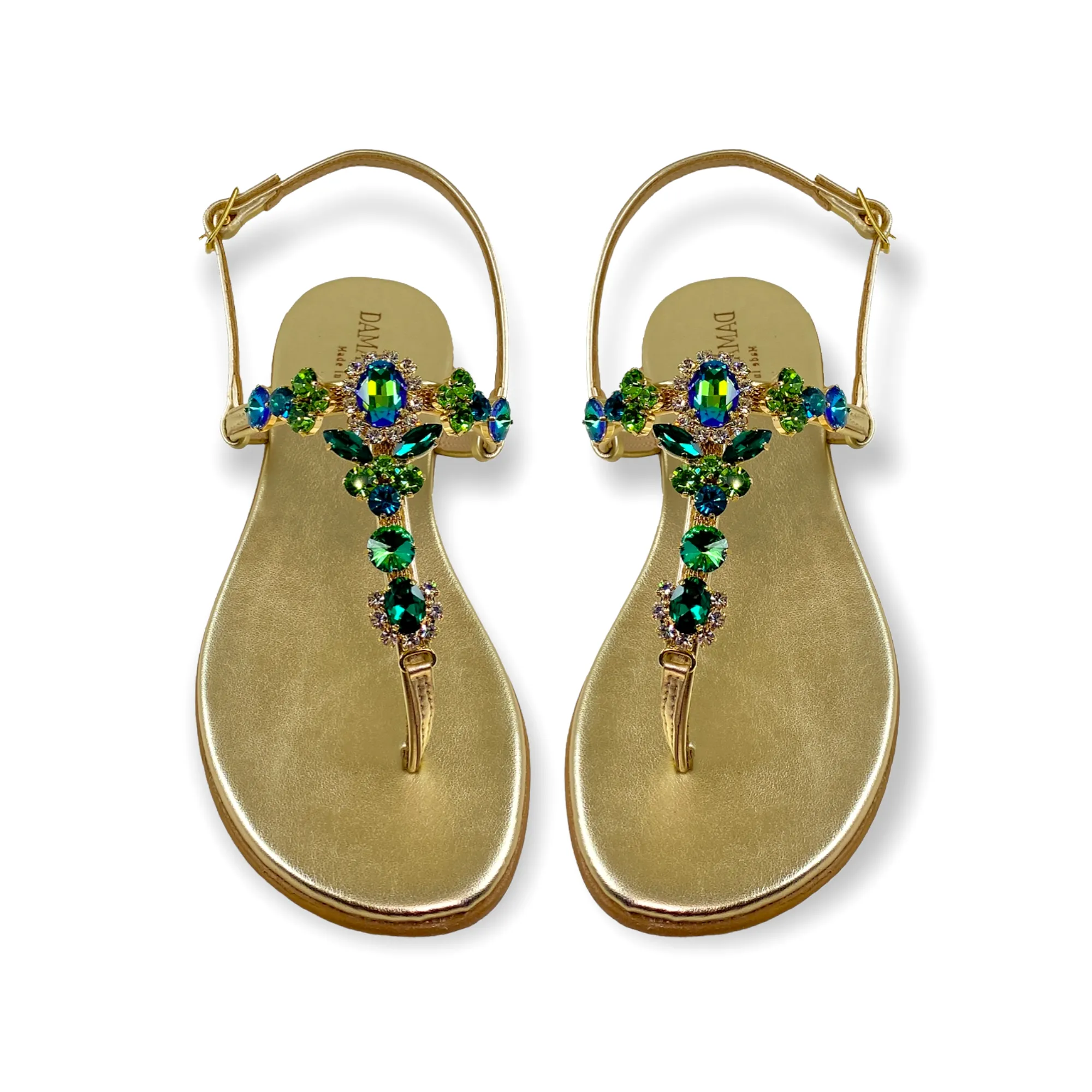 Lucrezia green-crystal flat jewel sandal