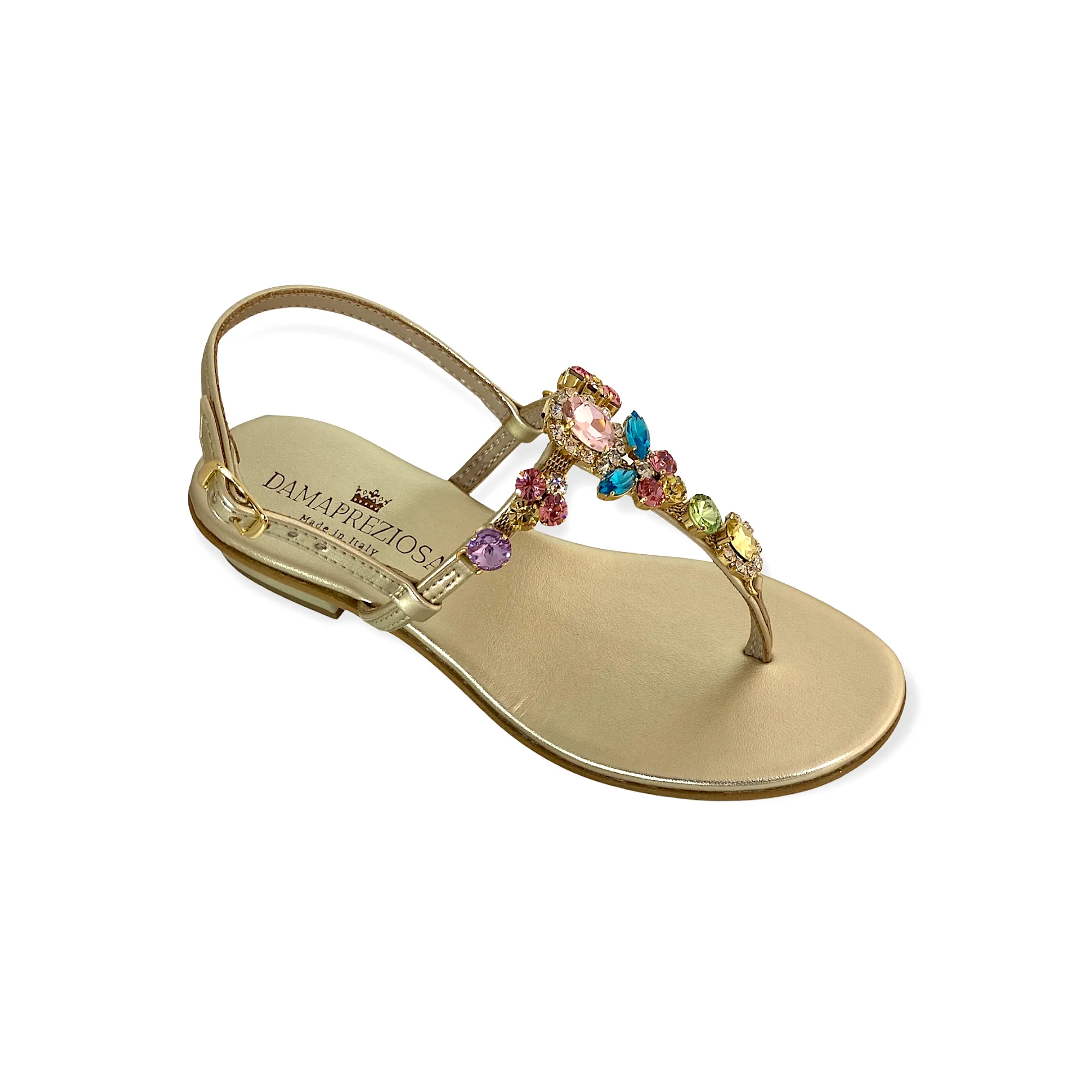 Lucrezia multicolor-crystal flat jewel sandal