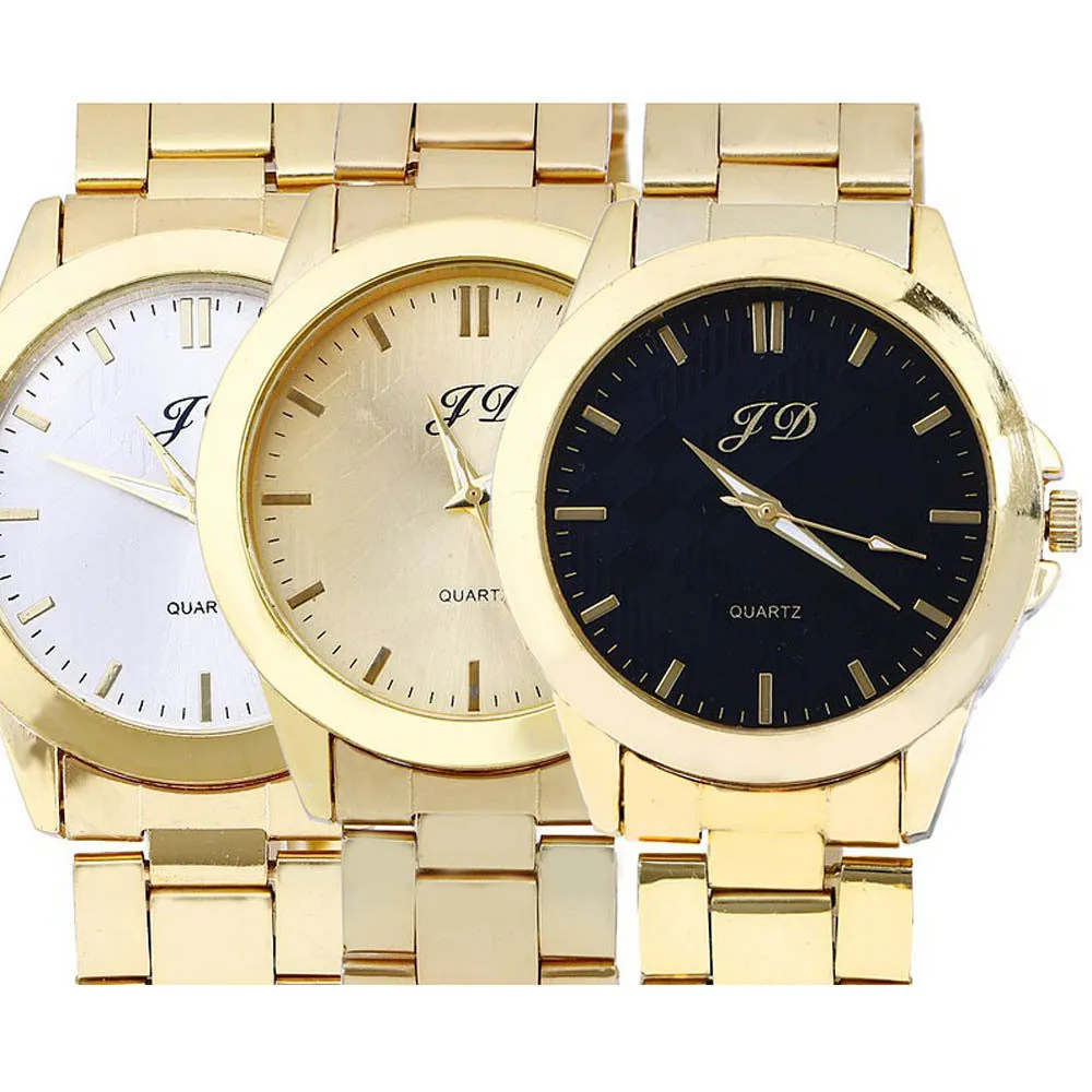 Luxury Men Watch Gold Classic Quartz Watches Sport Casual Clocks Stainless Steel Wristwatch Drop&