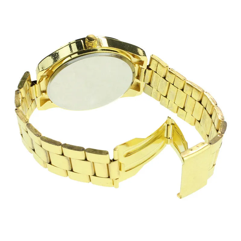 Luxury Men Watch Gold Classic Quartz Watches Sport Casual Clocks Stainless Steel Wristwatch Drop&