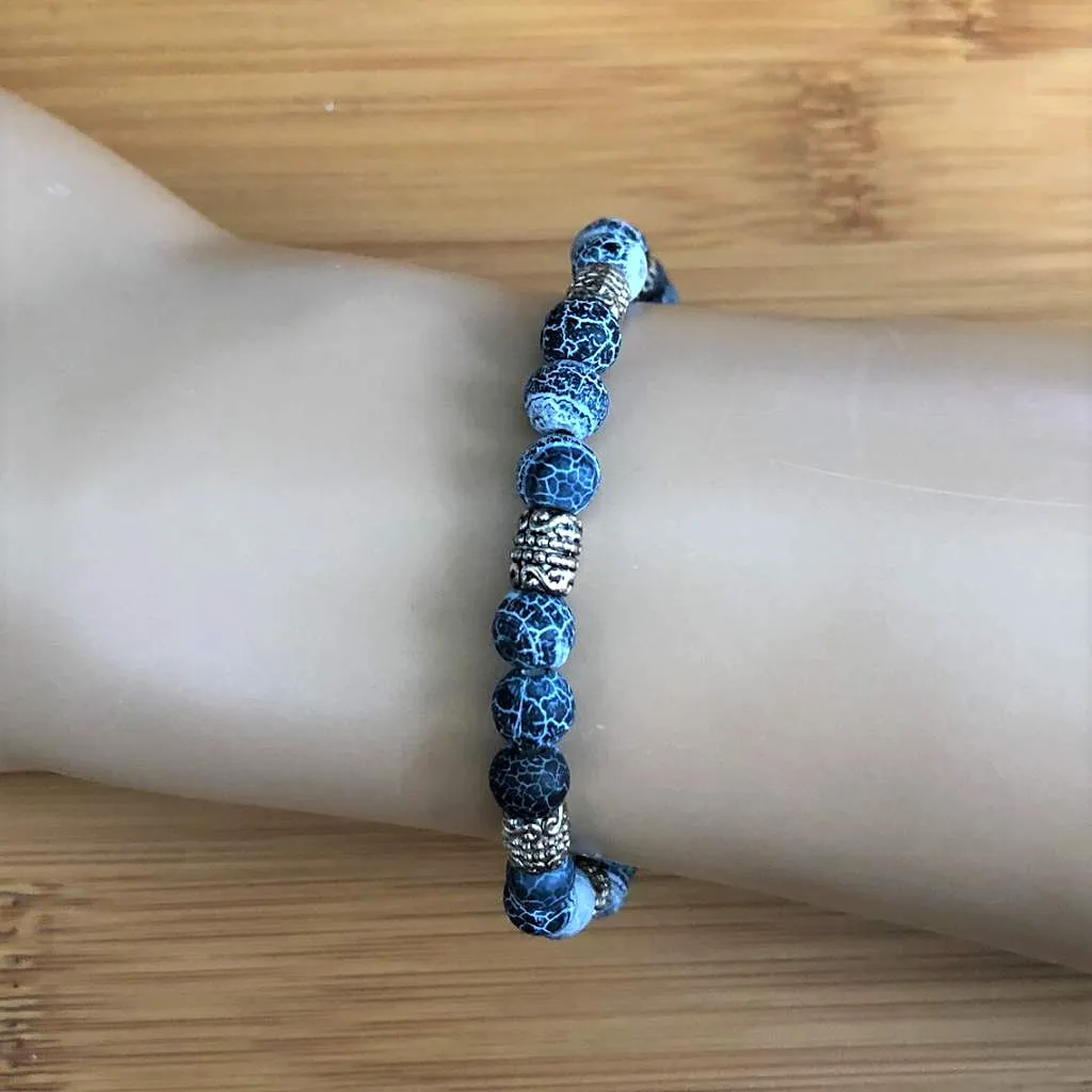 Matte Midnight Blue Fire Agate Bracelet