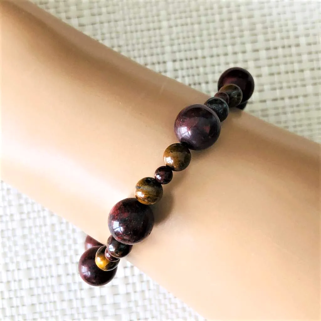 Mens Brecciated Jasper Beaded Bracelet