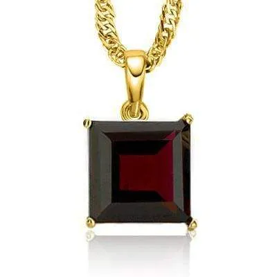 MESMERIZING 0.5 CARAT TW (1 PCS) GARNET 10K SOLID YELLOW GOLD PENDANT