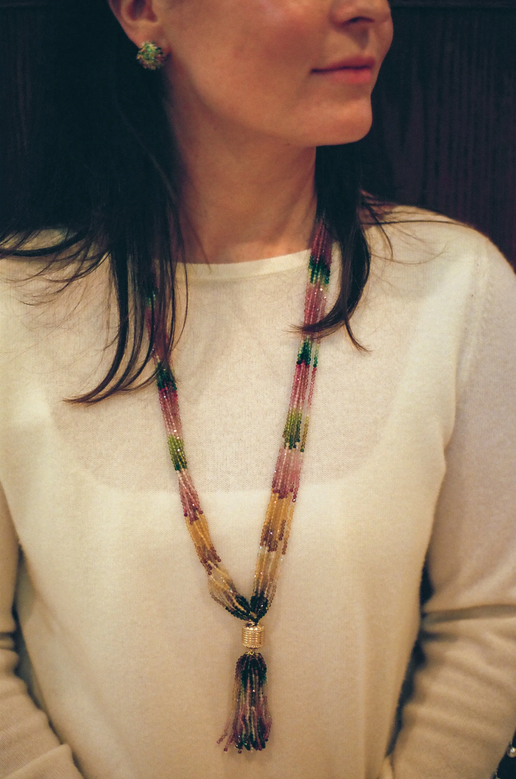 Michel Watermelon Tourmaline Multi-Strand Necklace