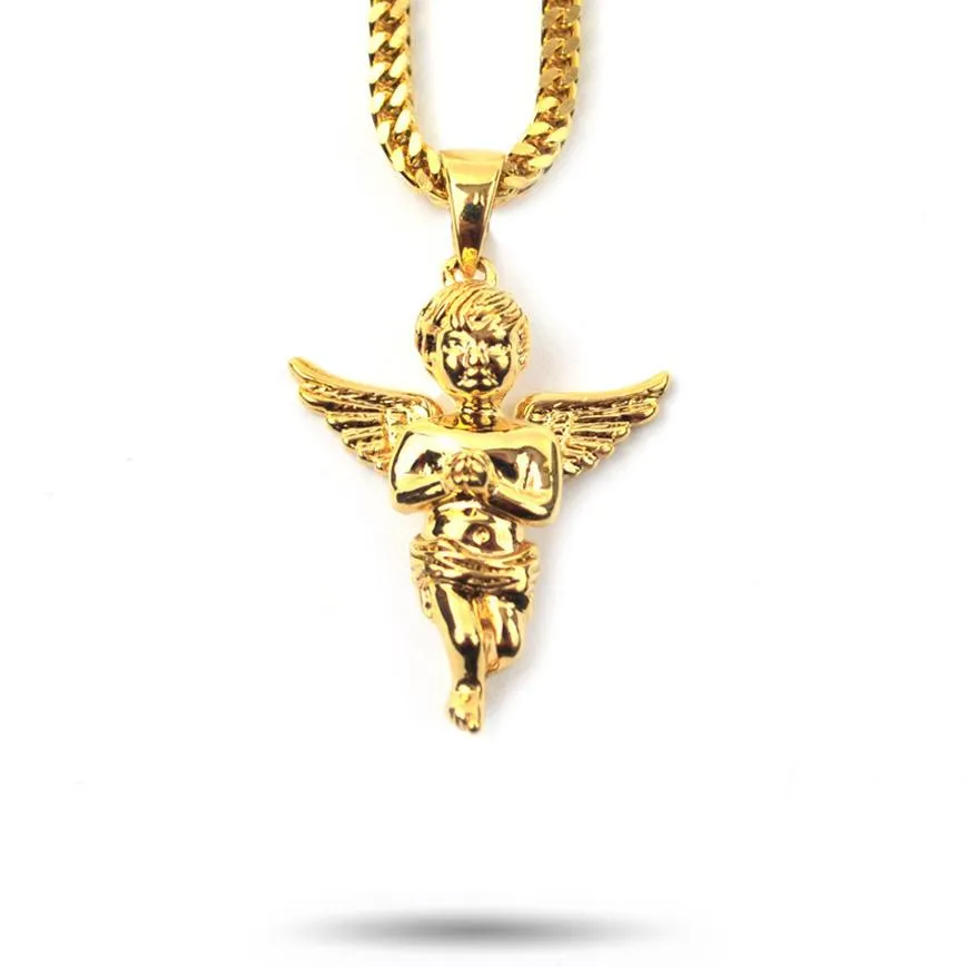 Micro Angel Pendant & Franco Gold Chain