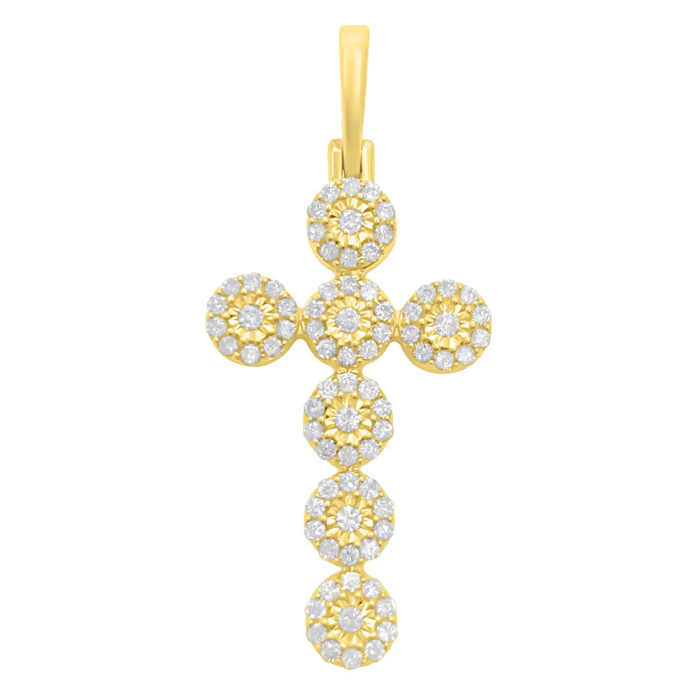 Miracle Cluster Cross .54cttw Diamond Pendant 10K White Or Yellow Gold