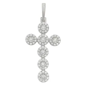 Miracle Cluster Cross .54cttw Diamond Pendant 10K White Or Yellow Gold