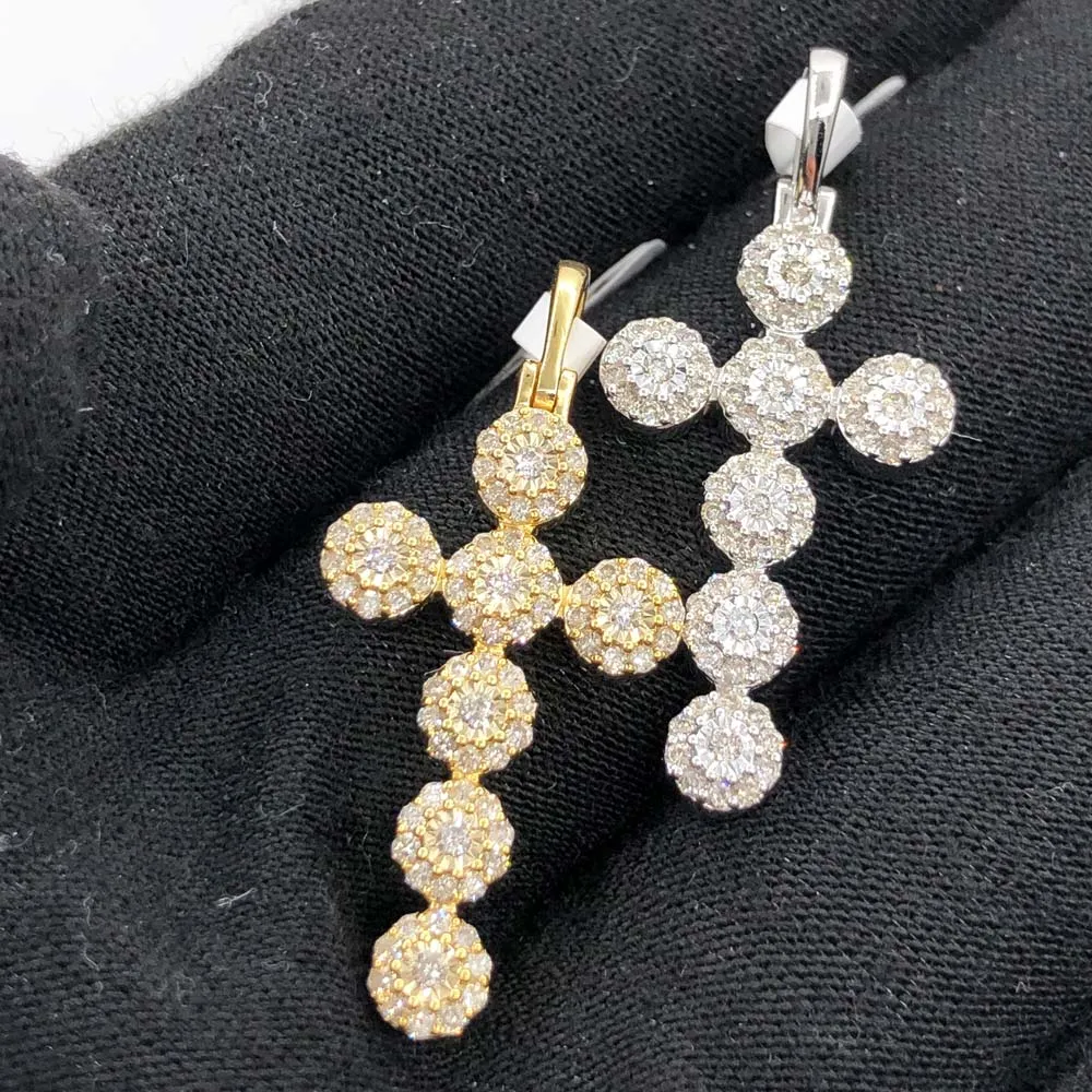 Miracle Cluster Cross .54cttw Diamond Pendant 10K White Or Yellow Gold