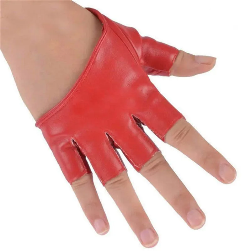 Mode Frauen PU-lederne Punk Halb Palm Finger Driving Dacning anzeigen Handschuhe  SM6