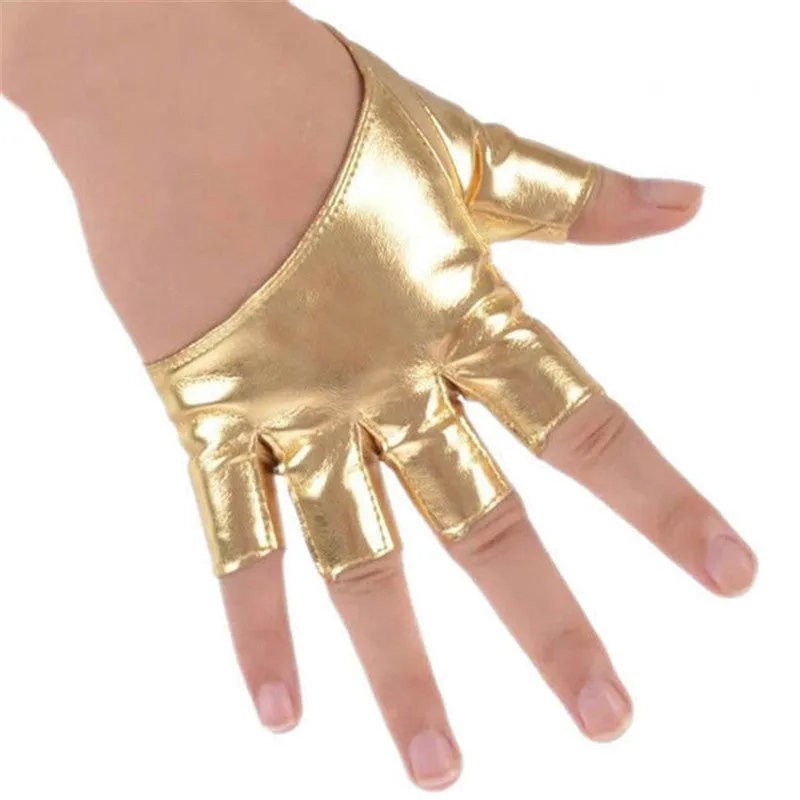 Mode Frauen PU-lederne Punk Halb Palm Finger Driving Dacning anzeigen Handschuhe  SM6