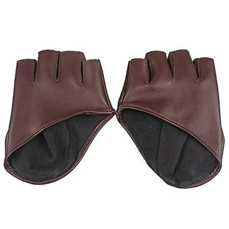 Mode Frauen PU-lederne Punk Halb Palm Finger Driving Dacning anzeigen Handschuhe  SM6