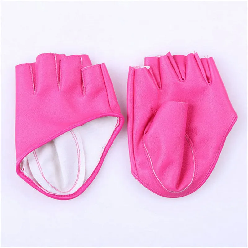 Mode Frauen PU-lederne Punk Halb Palm Finger Driving Dacning anzeigen Handschuhe  SM6