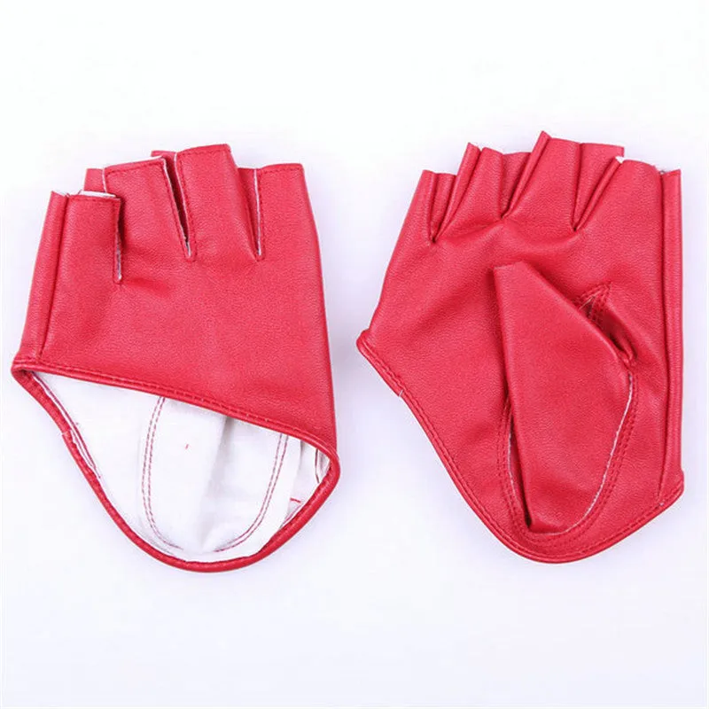 Mode Frauen PU-lederne Punk Halb Palm Finger Driving Dacning anzeigen Handschuhe  SM6