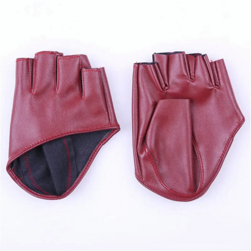 Mode Frauen PU-lederne Punk Halb Palm Finger Driving Dacning anzeigen Handschuhe  SM6