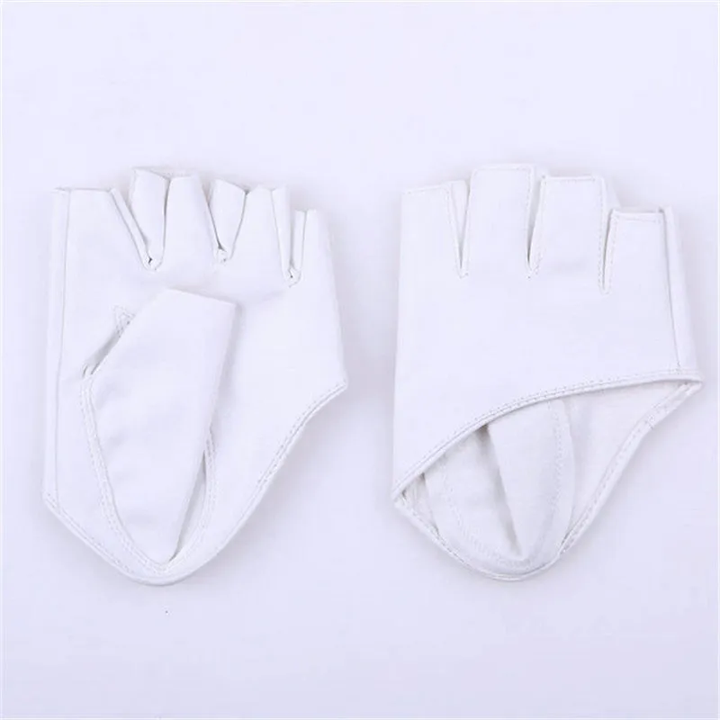 Mode Frauen PU-lederne Punk Halb Palm Finger Driving Dacning anzeigen Handschuhe  SM6