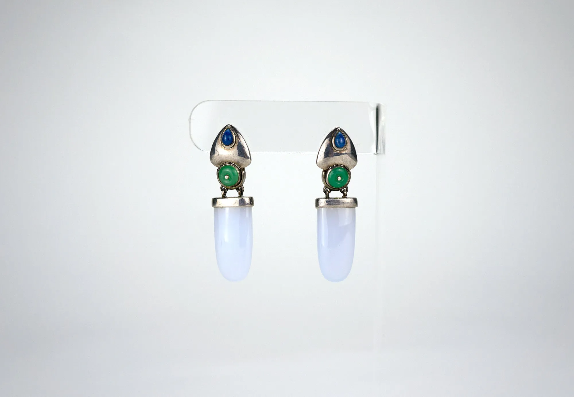 Modernist Chrysocolla Pendant Earrings