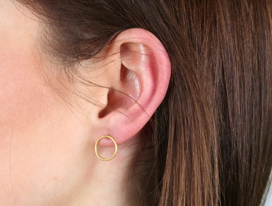 Mono Circle Earring, Matte Gold