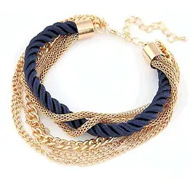 Multi Gold Chain Layered Navy Blue Bracelet