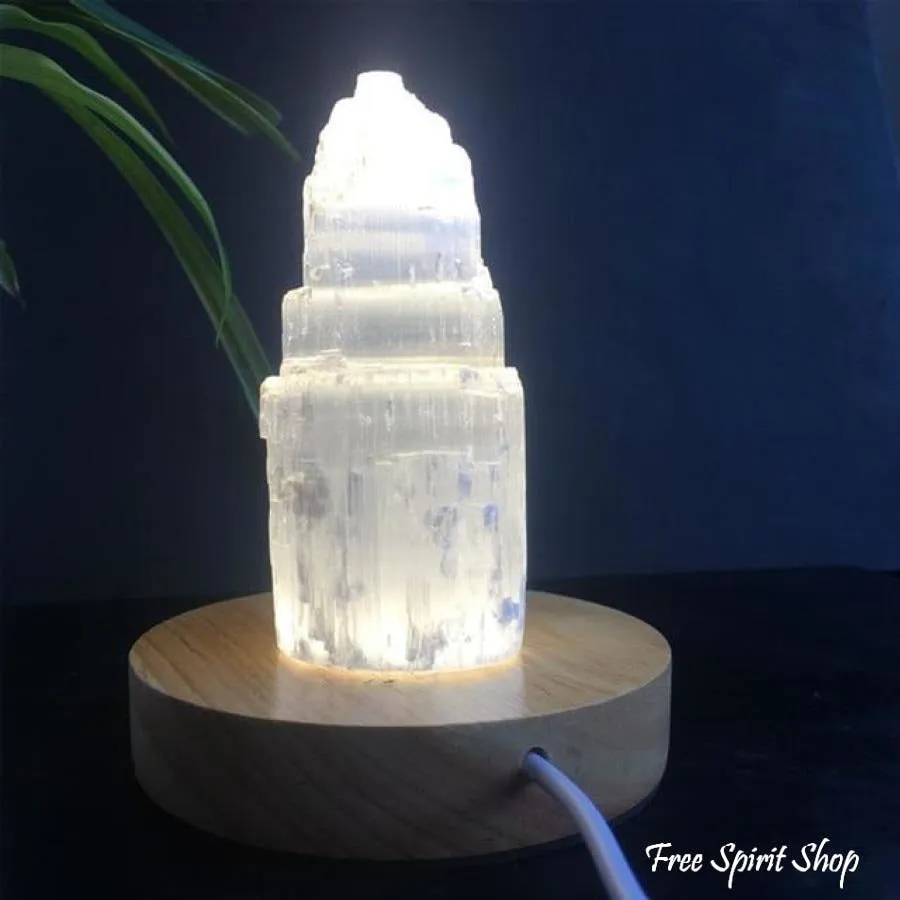 Natural Selenite Crystal Lamp