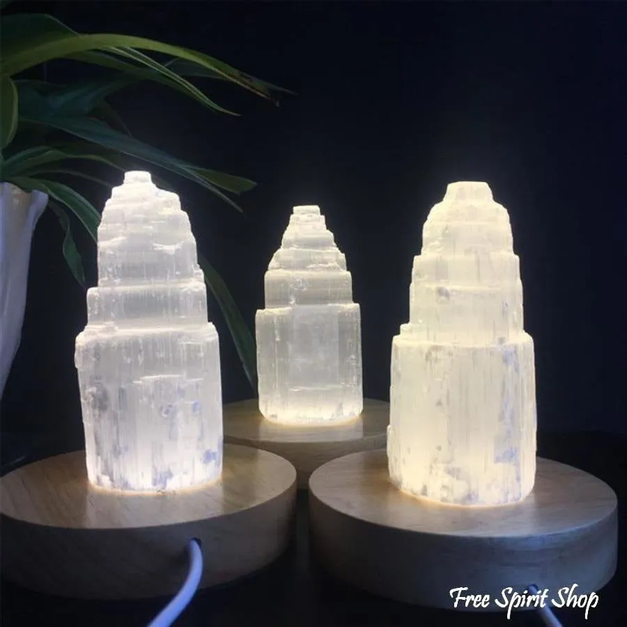 Natural Selenite Crystal Lamp