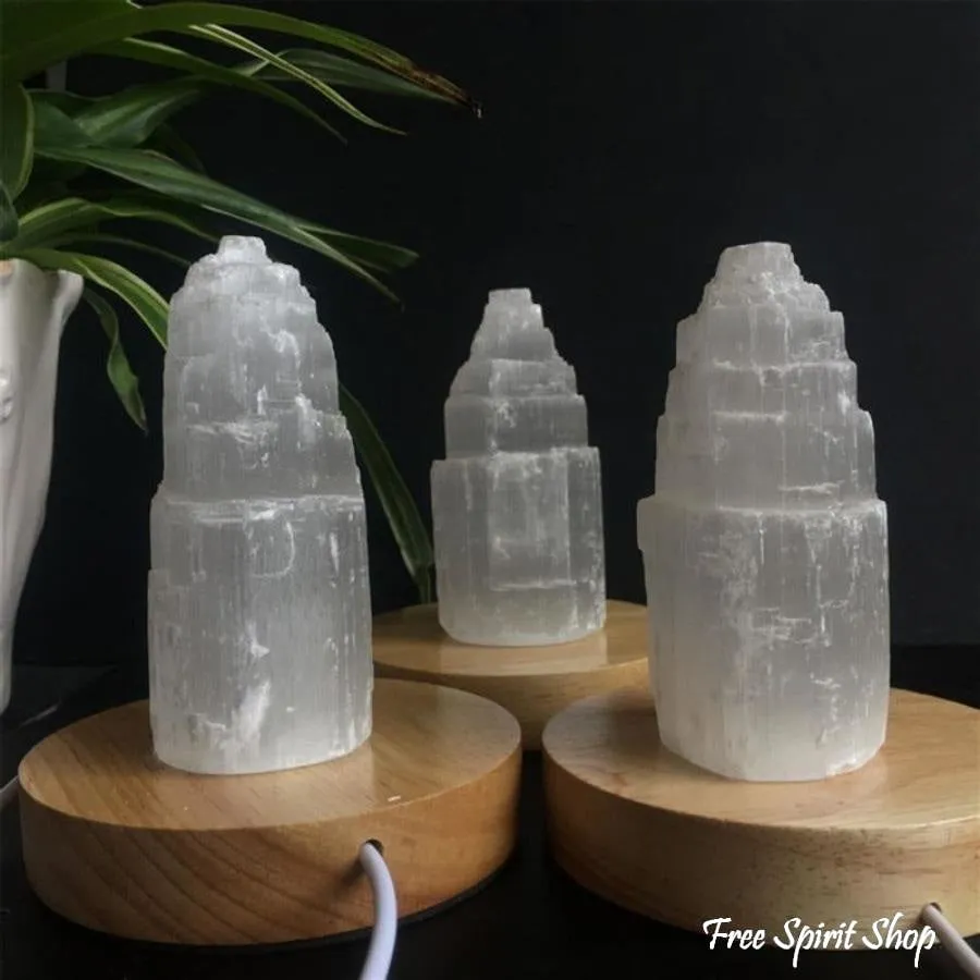 Natural Selenite Crystal Lamp