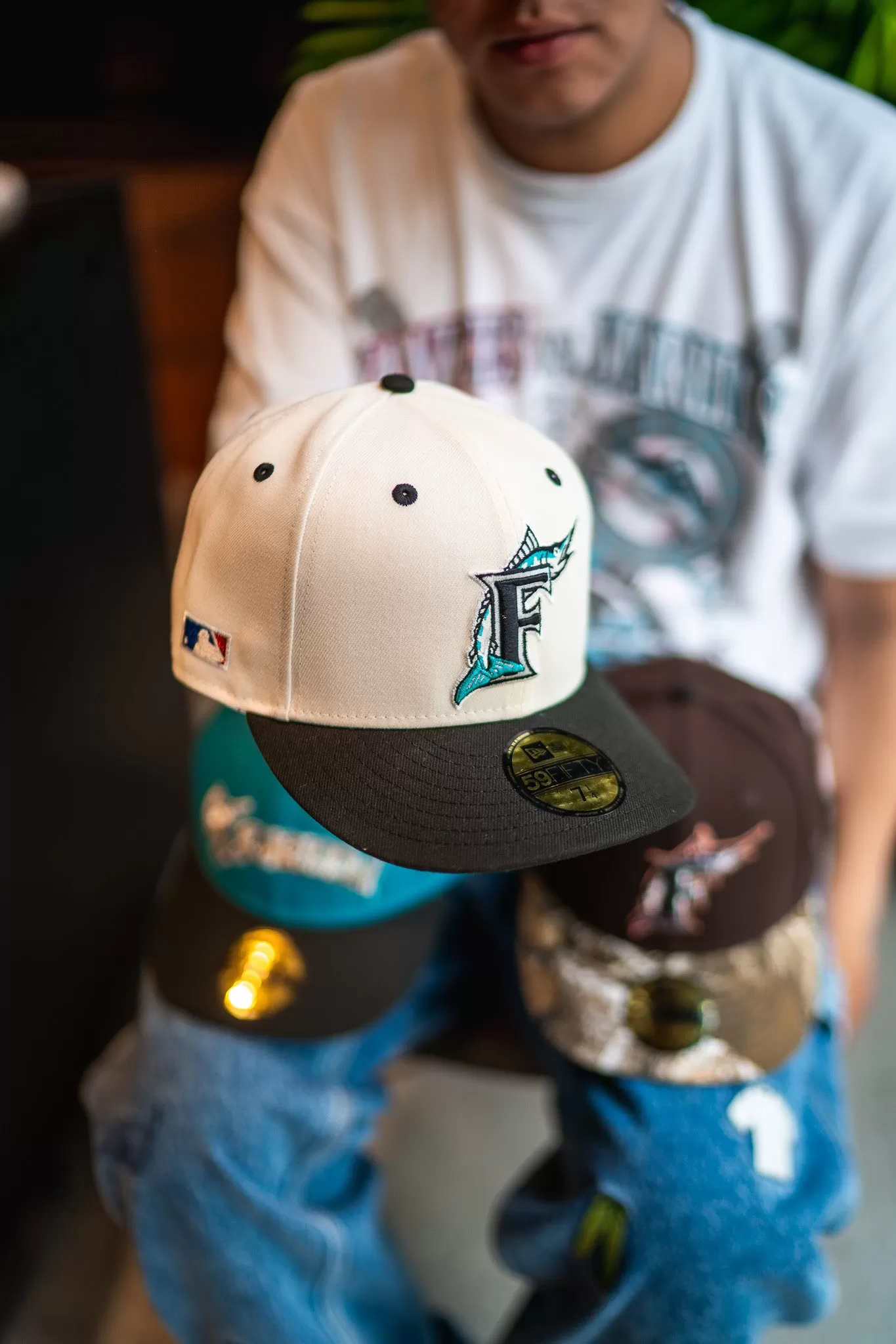 New Era Florida Marlins Side Batty Green UV (Off White/Black)