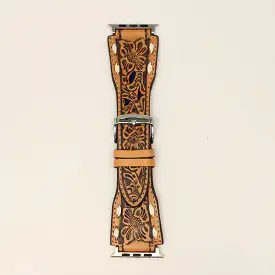 Nocona iWatch Band Pierced Overlay Buck Lacing Tan