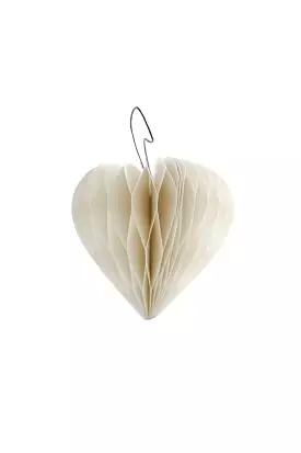 Nordic Rooms - Christmas Ornament - Paper Heart - 9cm - Off White