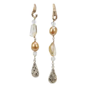 Pearl, Citrine, and Gold Earrings