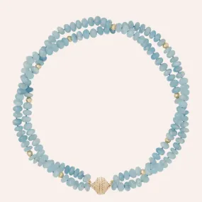 Peppercorn Aquamarine Rondelle Double Strand Necklace