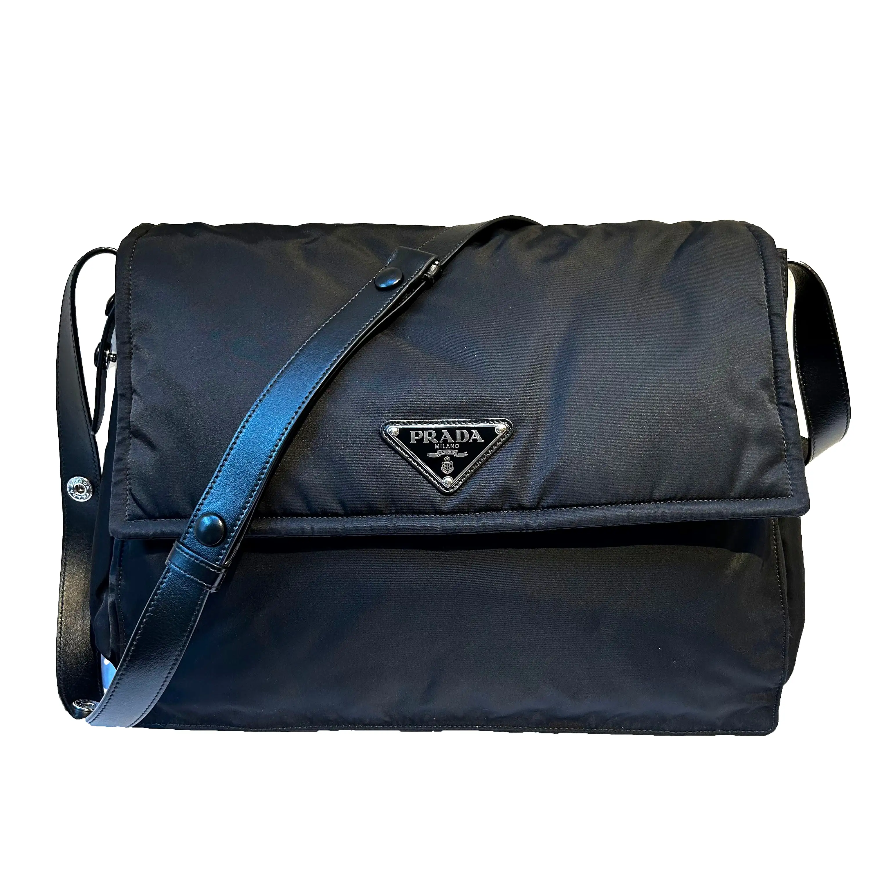 Prada 2100 Black re-Nylon Large Messenger Bag