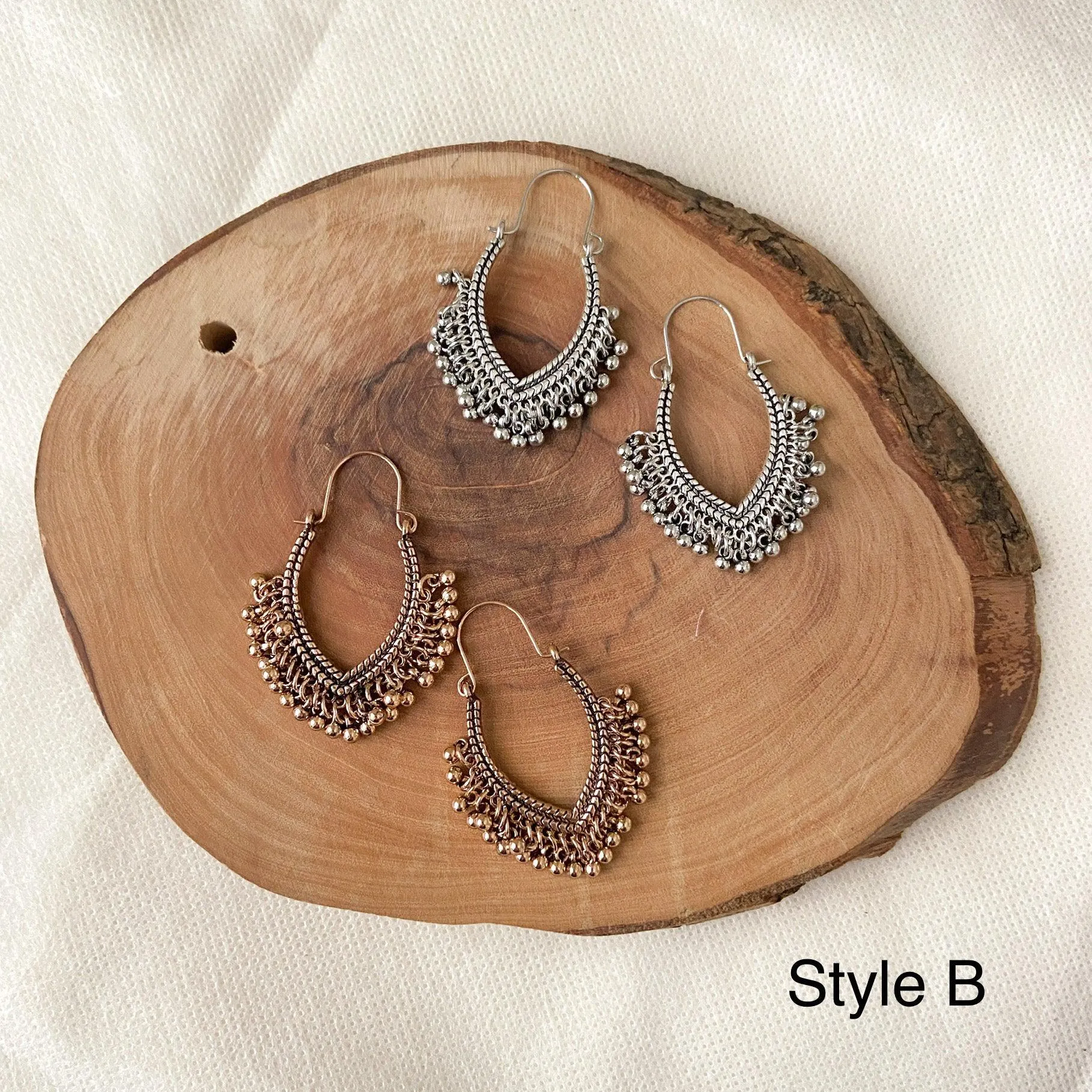 Priya Vintage Metal Earrings - 3 Styles - LAST CHANCE