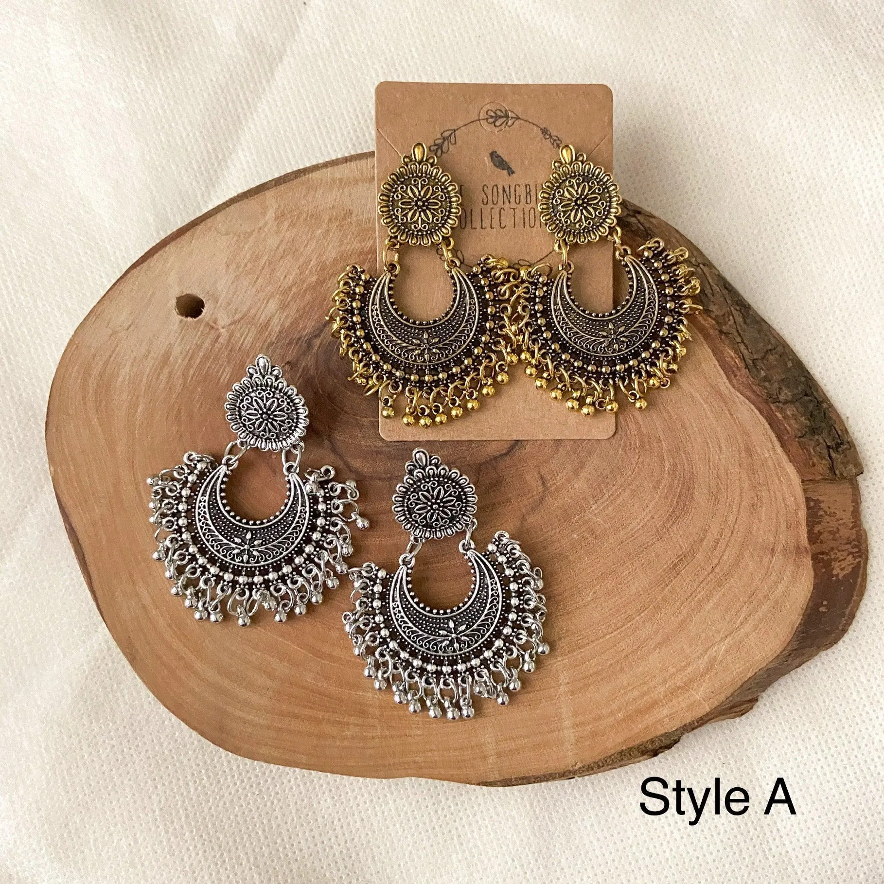 Priya Vintage Metal Earrings - 3 Styles - LAST CHANCE