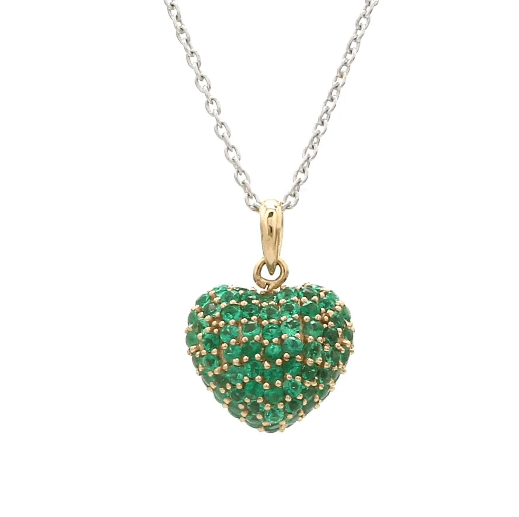 Puffy Pave Emerald Heart Charm