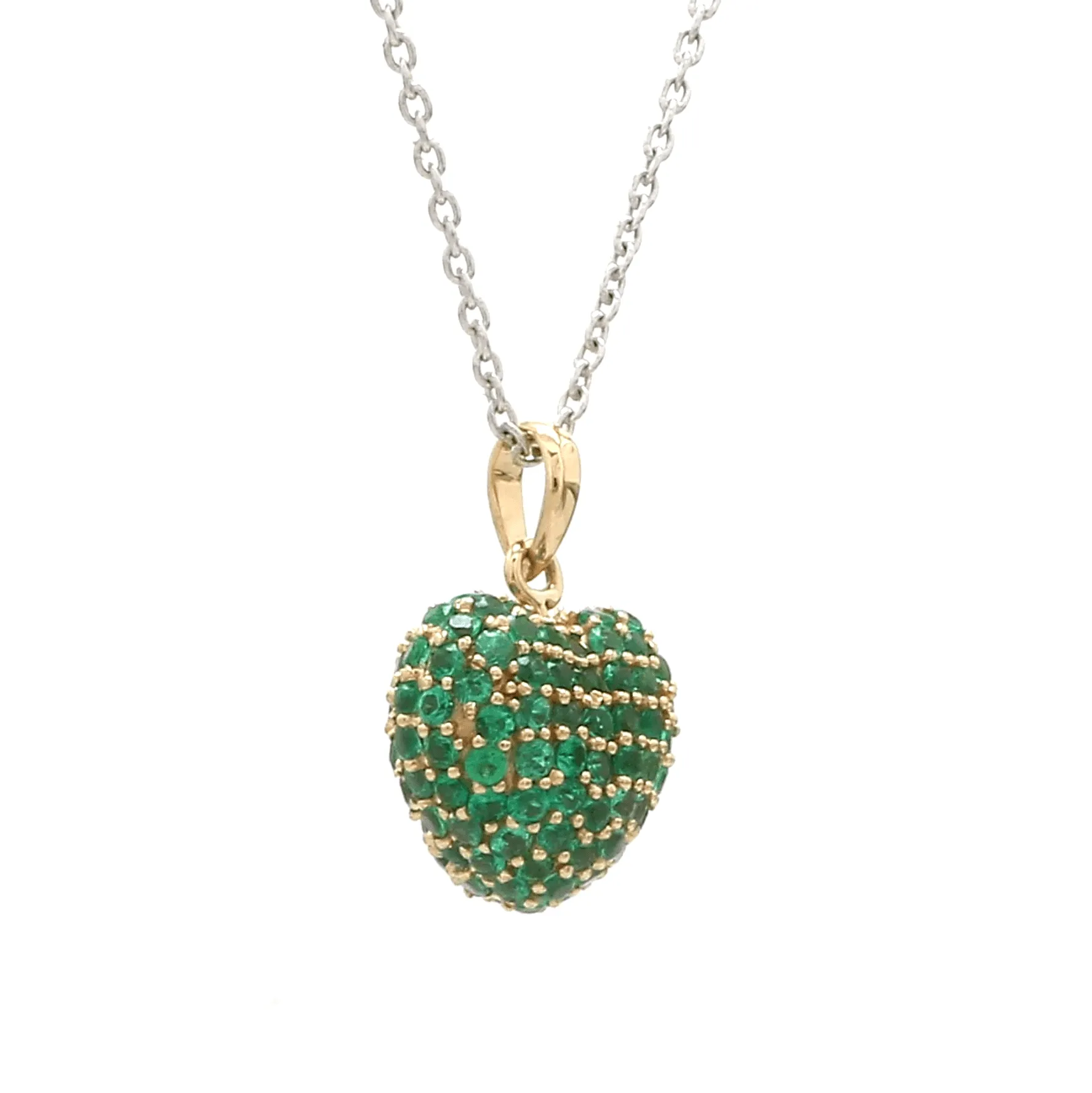 Puffy Pave Emerald Heart Charm