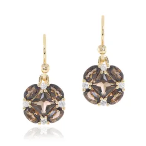 Quadrille Earrings in Smokey Quartz & Diamonds