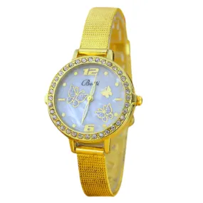 Quartz Watches Casual Watch Ladies reloj mujer montre Women Gold Fine Belt Diamond Butterfly Wrist Watch