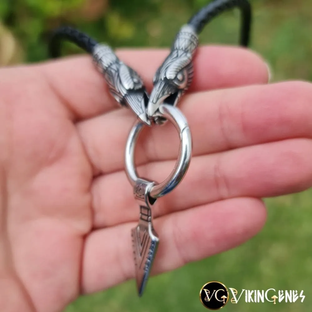 Raven Heads & Odin's Spear Necklace